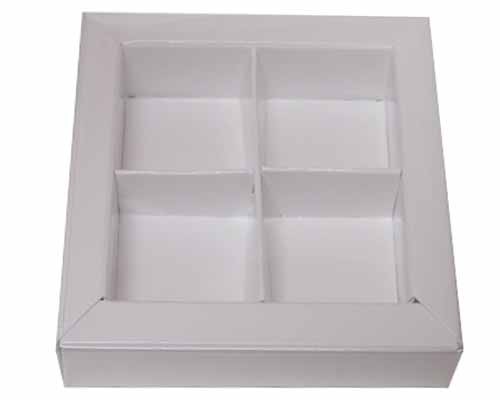 Windowbox 66x66x19mm 4 division chromolux white 